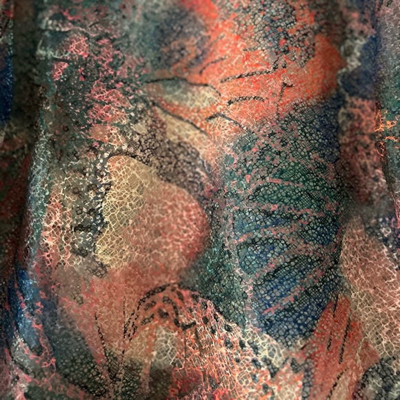 New Eloquii Colorful Lace Long Sleeve Blouse Size 24 Sheer Mandarin Collar NWT - Picture 4 of 10